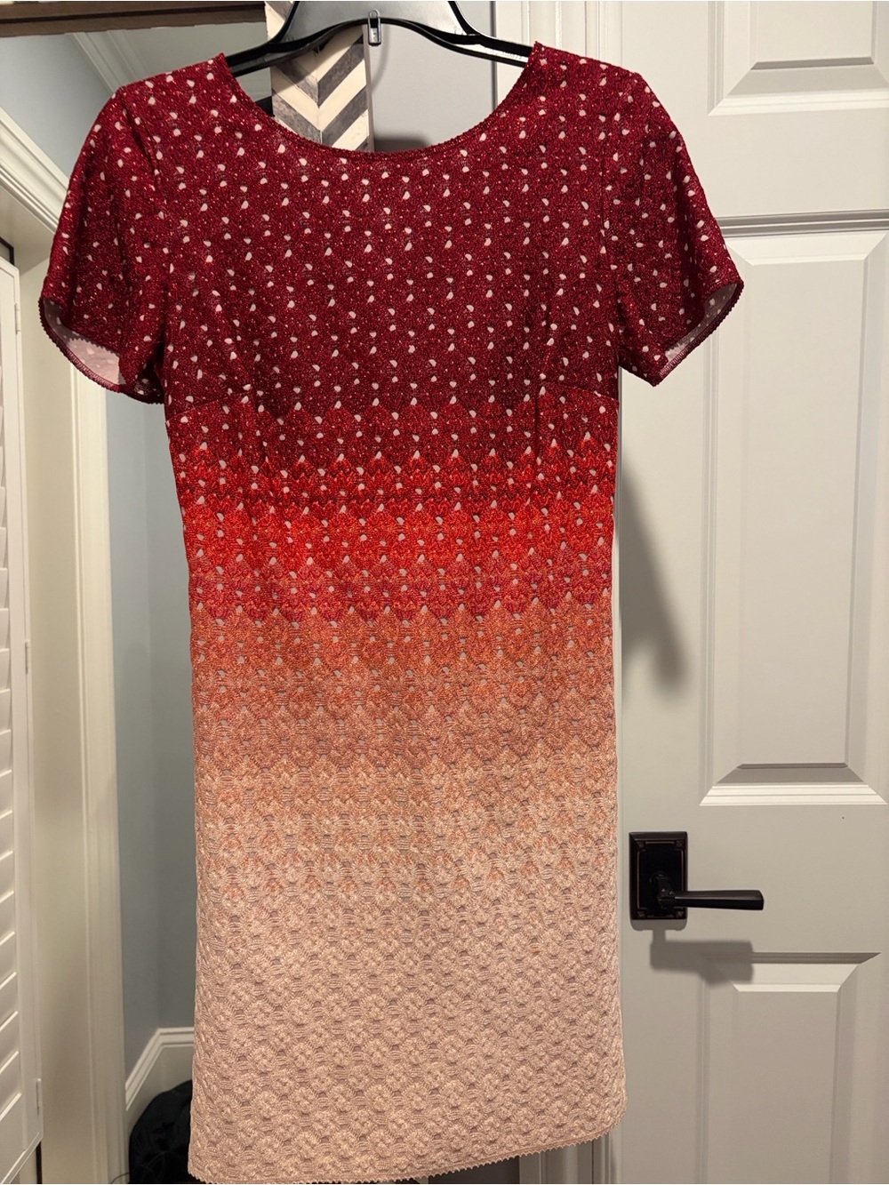 Missoni Ombre Knit Shift Dress in Burgundy, Orange and Peach